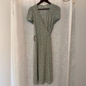 GAP Floral Green Wrap Dress